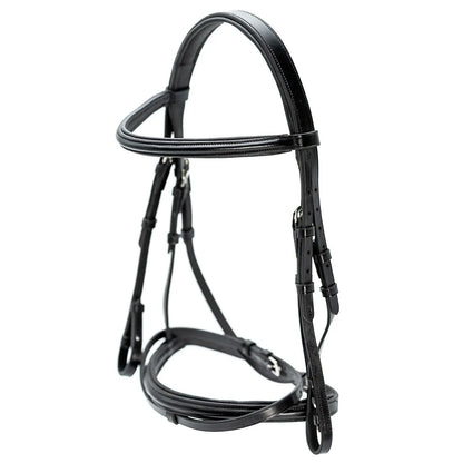 Jeffers Uniquely English "Windsor" Leather Dressage Bridle with Web Reins for Horses