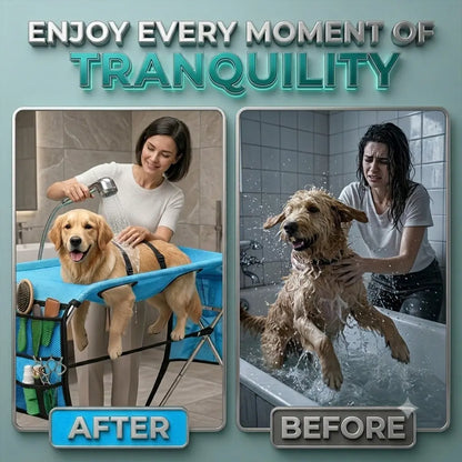 Portable Pet Grooming Table with Stand – Foldable, Holds up to 165 Lbs, Joint Protection for Senior Dogs & Cats, No-Stress Restraint for Small & Medium Pets, Machine-Washable Cover for Home & Salon Use