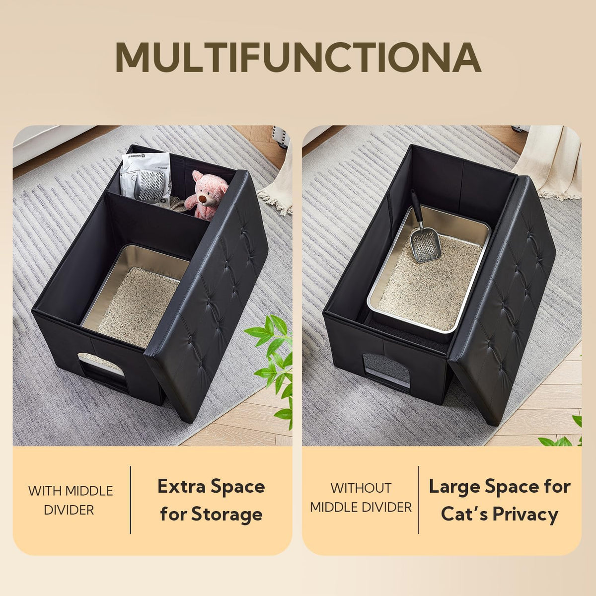 Extra Large Cat Litter Box Enclosure with Odor Control Features