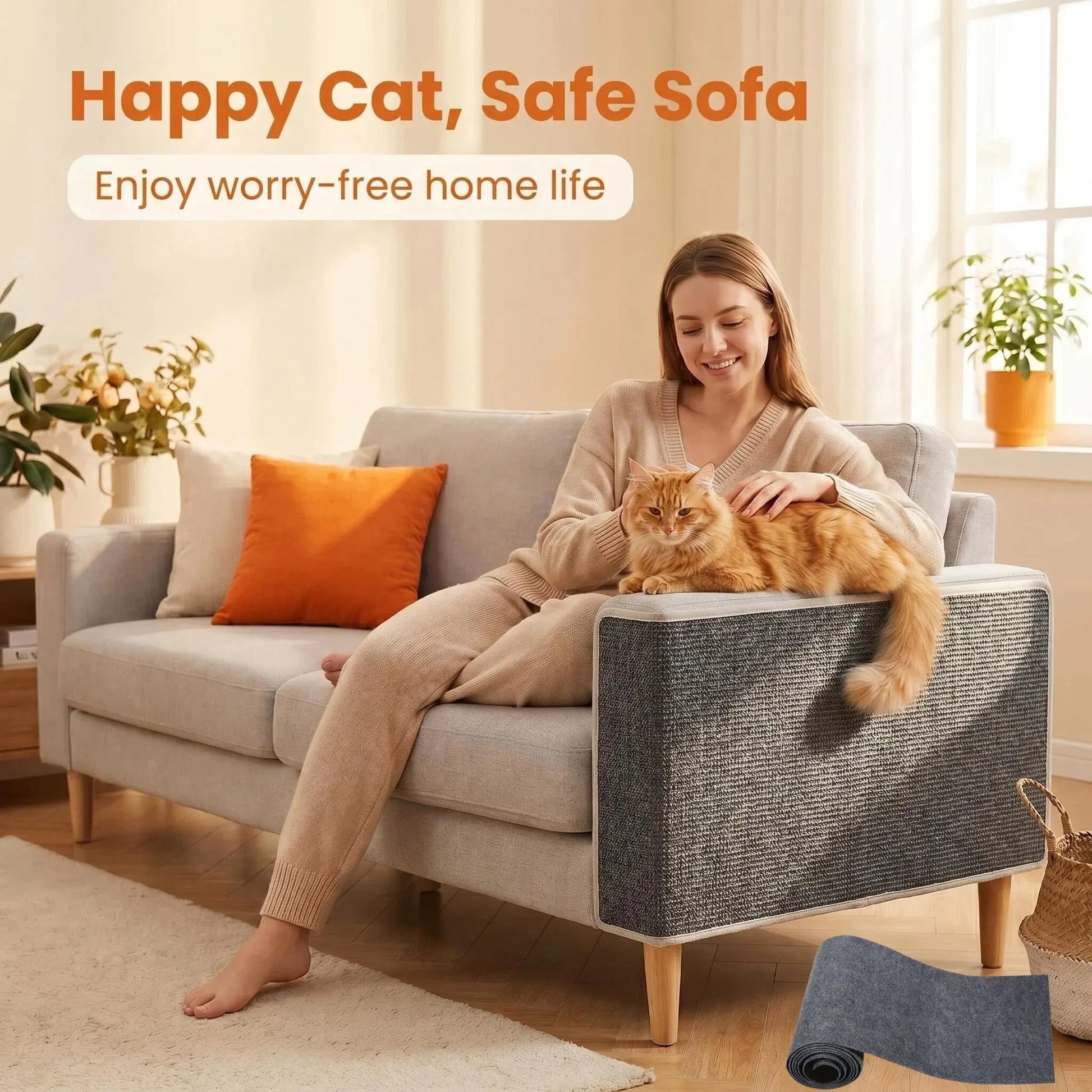 11.85In×39.3In Cat Scratch Protector for Home Furniture - Easy Installation Anti-Scratch Sticky Pad, Protects Leather Couch Arms & Corners, Iridescent Stained Glass Decorative Sticker Window Film, Sofa Arms,Sohochic