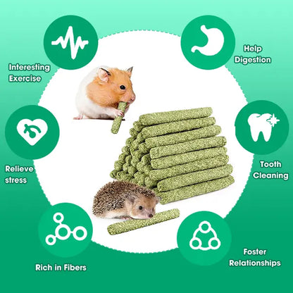 45 PCS Plant-Based High-Fiber Rabbit Molar Chew Sticks - No Glue Mix of Sweet Bamboo, Timothy Hay Sticks for Teeth Grinding & Tension Relief, Small Pet Treats for Rabbit, Hamster