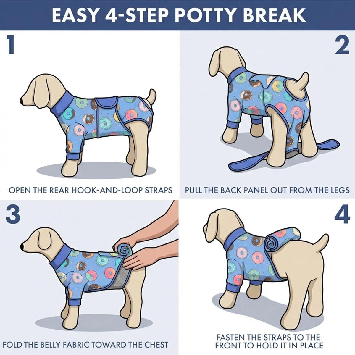 Spark Paws Dog Surgery Recovery Suit - Post-Surgery Recovery Onesie for Dogs, Anti-Lick Abdominal Wound Protector, Soft Cone Alternative for Spay and Neuter Recovery - Donuts - Size S