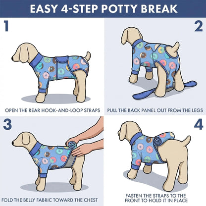 Spark Paws Dog Surgery Recovery Suit - Post-Surgery Recovery Onesie for Dogs, Anti-Lick Abdominal Wound Protector, Soft Cone Alternative for Spay and Neuter Recovery - Donuts - Size S