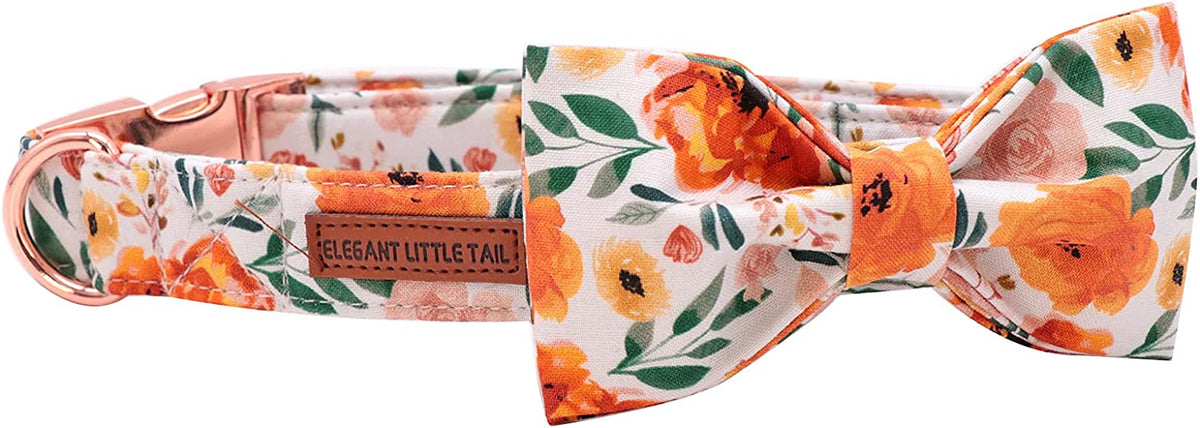 Floral Adjustable Dog Collar with Bowtie - Comfortable and Stylish for Small, Medium, and Large Dogs and Cats
