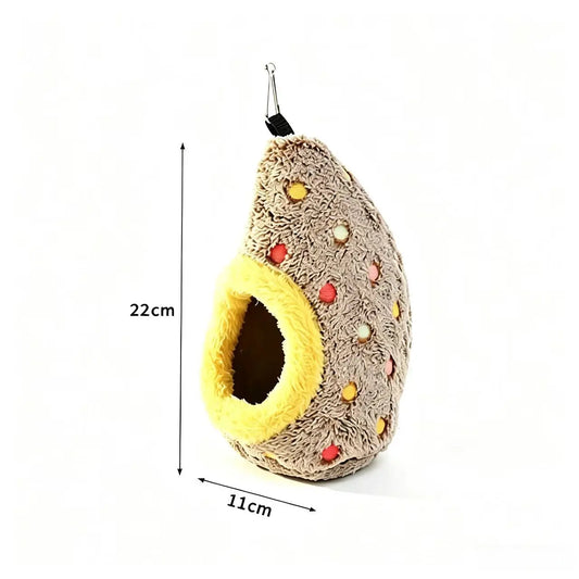 Egg-Shaped Plush Fabric Hanging Nest - Cozy Warmth Winter Birdcage Sleeping Bed for Small-Medium Pet Parrots