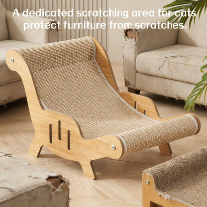 Sisal Fiber 2-in-1 Cat Scratcher with Hammock and Lounge Chair - Durable, Breathable Cat Bed for Claw Maintenance and Relaxation