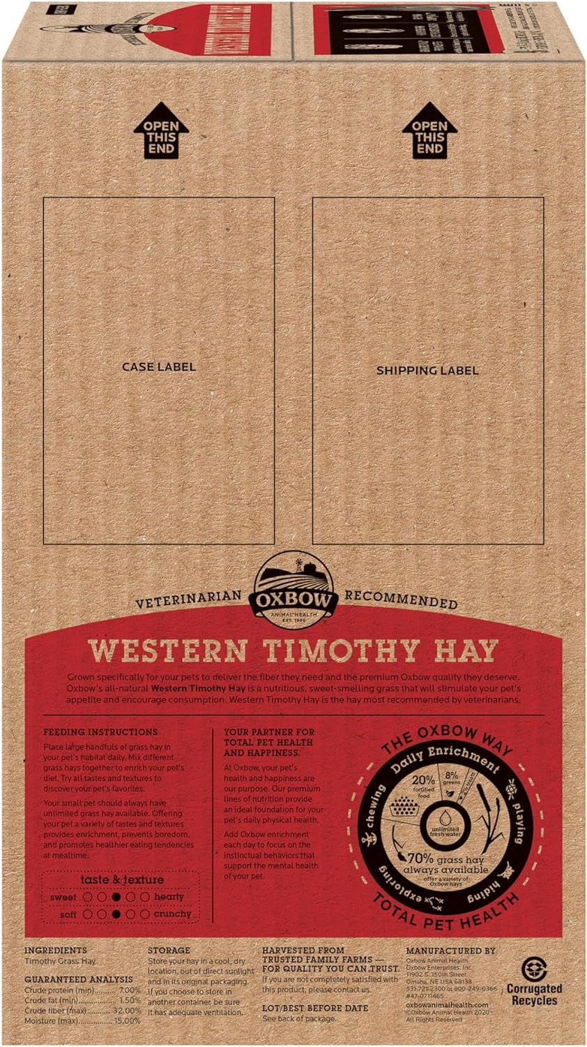 Premium Western Timothy Hay for Small Pets - Natural Grass for Guinea Pigs, Bunnies, Chinchillas, and Hamsters - 9 lb Box