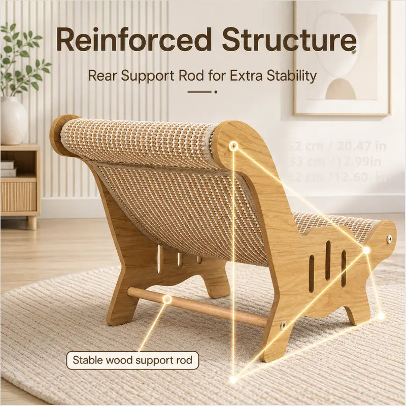 Sisal Fiber 2-in-1 Cat Scratcher with Hammock and Lounge Chair - Durable, Breathable Cat Bed for Claw Maintenance and Relaxation
