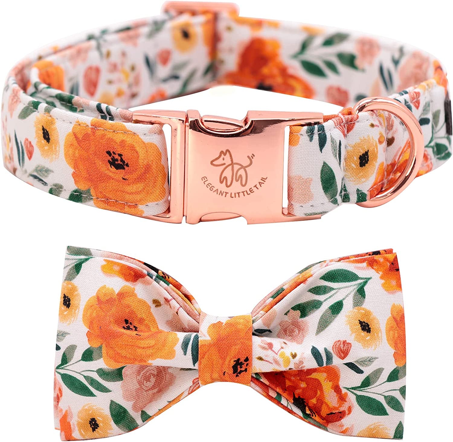 Floral Adjustable Dog Collar with Bowtie - Comfortable and Stylish for Small, Medium, and Large Dogs and Cats