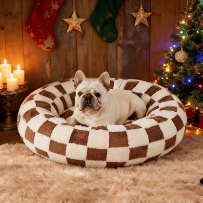 Warm Donut Bed - Cozy Fluffy Calming Bed for Small/Medium/Large Dogs & Cats, Soft Plush round Pet Bed for Winter Comfort, Washable, Anti-Slip Bottom, Camas Para Perros, Pet Supplies Bedding