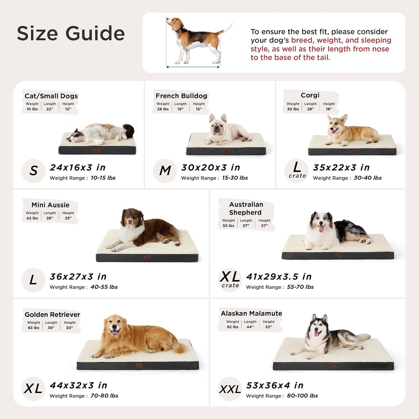Extra Large Dog Bed with Cozy Sherpa Fabric, 44" x 32", Grey