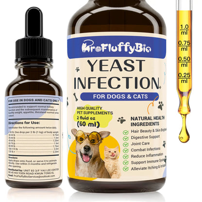 Profluffybio Nature Ear Drops for Dogs - 60Ml Gentle Care Yeast Infection Treatment, Puppy Safe, Reduces Itch, Soothes Skin & Ears, Supports Health, Allergy Relief