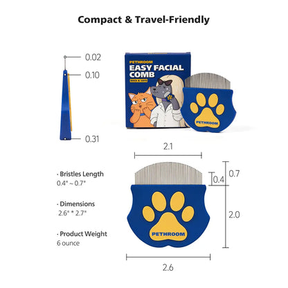 PETHROOM Easy Facial Comb for Cats and Dogs Pets Eye Comb