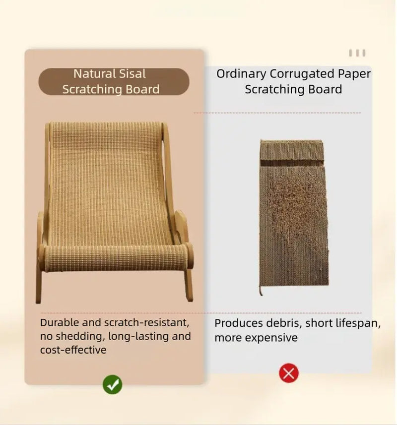 Sisal Fiber 2-in-1 Cat Scratcher with Hammock and Lounge Chair - Durable, Breathable Cat Bed for Claw Maintenance and Relaxation