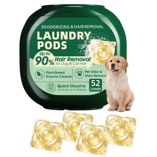 Seedshub Pet Hair Remover & Odor Eliminator Laundry Pods (52 Loads)– Plant-Based Dog & Cat Fur Remover Detergent for Clothes, Bedding, Blankets Free & Clear, Ebony Rose Scent Sohochic
