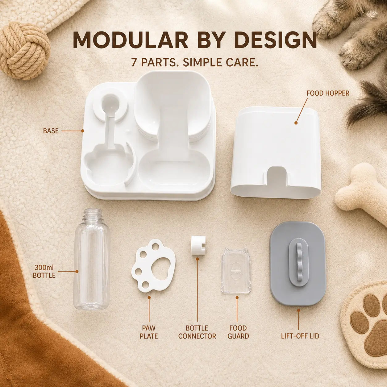 [Second Item Half Price] PAWSURD 2-In-1 Automatic Gravity Pet Feeder & Fresh Water Dispenser, Adjustable Food Flow, No Power Needed, Ideal for Home & Short Trips, Cats & Small Dogs