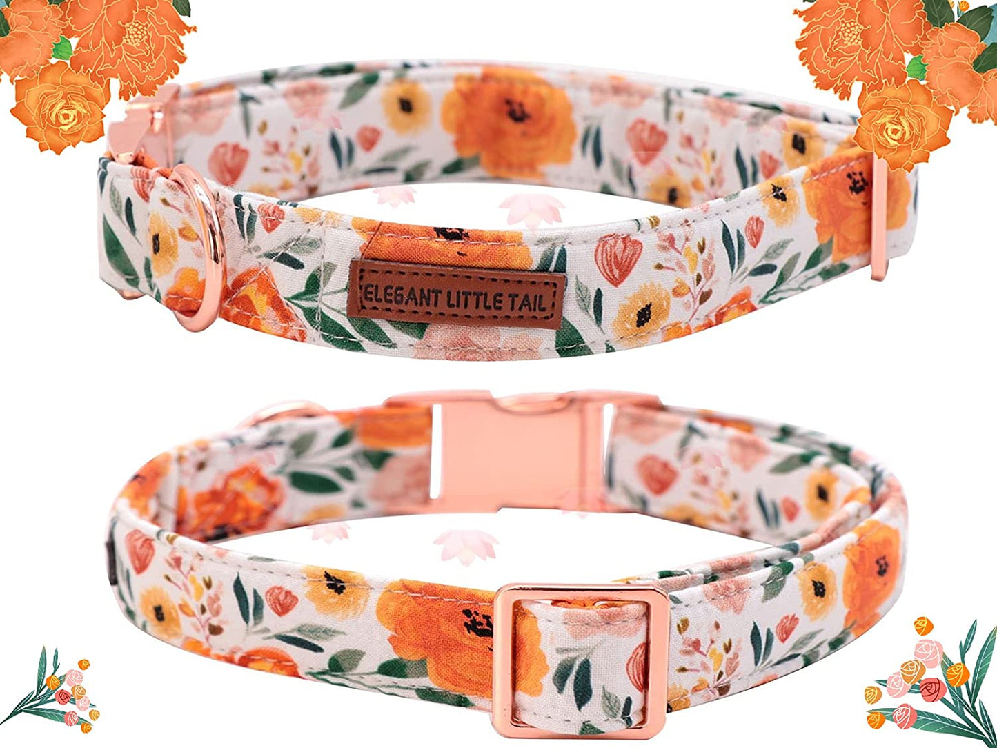 Floral Adjustable Dog Collar with Bowtie - Comfortable and Stylish for Small, Medium, and Large Dogs and Cats