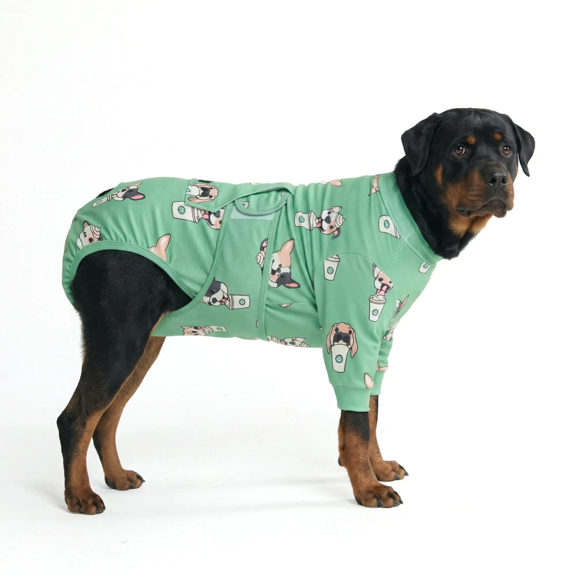 Spark Paws Dog Surgery Recovery Suit - Post-Surgery Recovery Onesie for Dogs, Anti-Lick Abdominal Wound Protector, Soft Cone Alternative for Spay and Neuter Recovery - Donuts - Size S