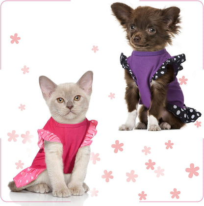 Two-Piece Cute Dog Dresses for Female Pets - Summer Apparel for Dogs and Cats (Love and Me, Medium)