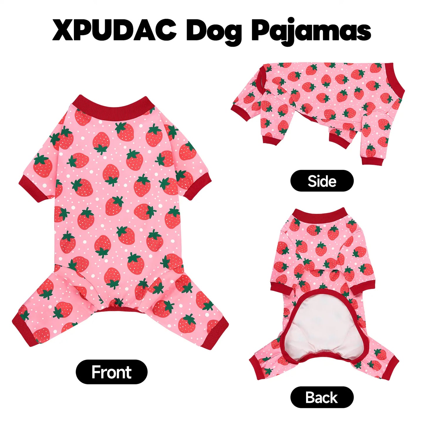 XPUDAC 2-Pieces 8XL Large Breed Dog Onesie Pajamas - 4-Way Stretch Soft Lightweight Pet Outfit, Easy-To-Wear All-Season Cartoon Playful Look for Animals, Fruit Design, Warmth & Comfort,Festive Christmas Halloween Gift,Sohochic