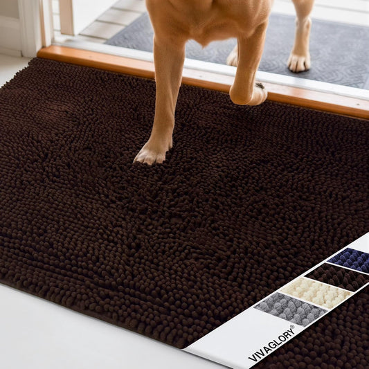 Absorpmax Dog Door Mat for Muddy Paws, 31" x 20", Brown