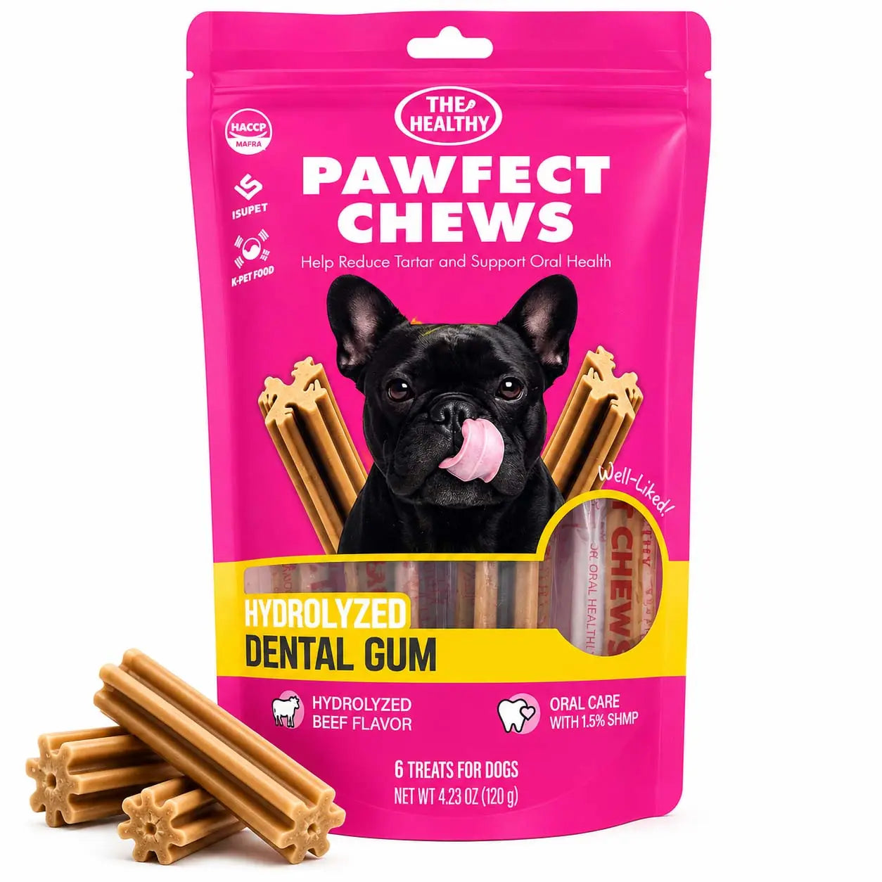 Pawfect Chews Dental Dog Treats Hydrolyzed Duck, Beef & Chicken Flavors Fresh Breath & Tartar Control Chews for Small Medium Large Dogs Oral Health Support