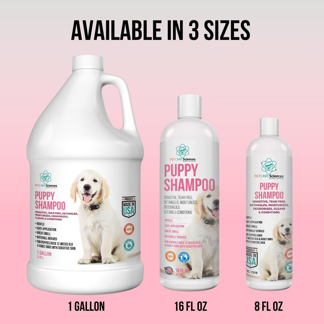 1 Gallon Hypoallergenic Tearless Puppy Shampoo and Conditioner for Itchy Skin Relief - Coconut Oil Oatmeal Formula, Made in the USA