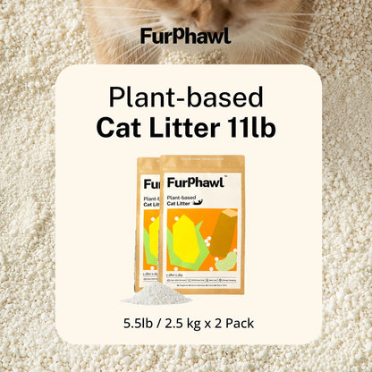 Furphawl – Cassava Cat Litter, Quick Clumping, 100% Natural, Low Dust, Odor Control, Non-Stick Formula, Tapioca Cat Litter, Safe for Kitten & Self Cleaning Cat Litter Box, Baking Soda