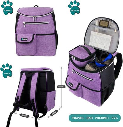 Airline-Approved 27L Dog Travel Backpack in Purple