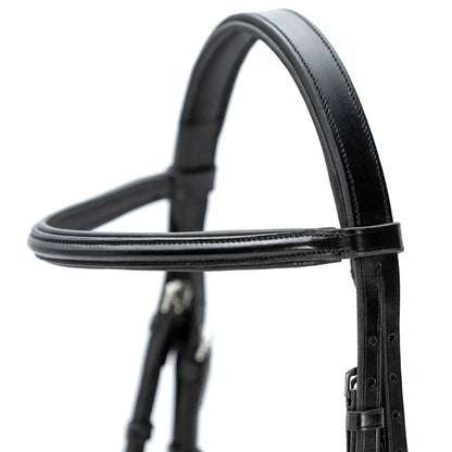 Jeffers Uniquely English "Windsor" Leather Dressage Bridle with Web Reins for Horses