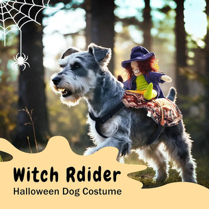 Fuzzwoof Howling Witch Dog Halloween Costume with Spooky Sound, Creepy Laugh, Adjustable Harness, LED Lights, Cartoon Character Fabric Illusion (Large, All Dog Breeds)