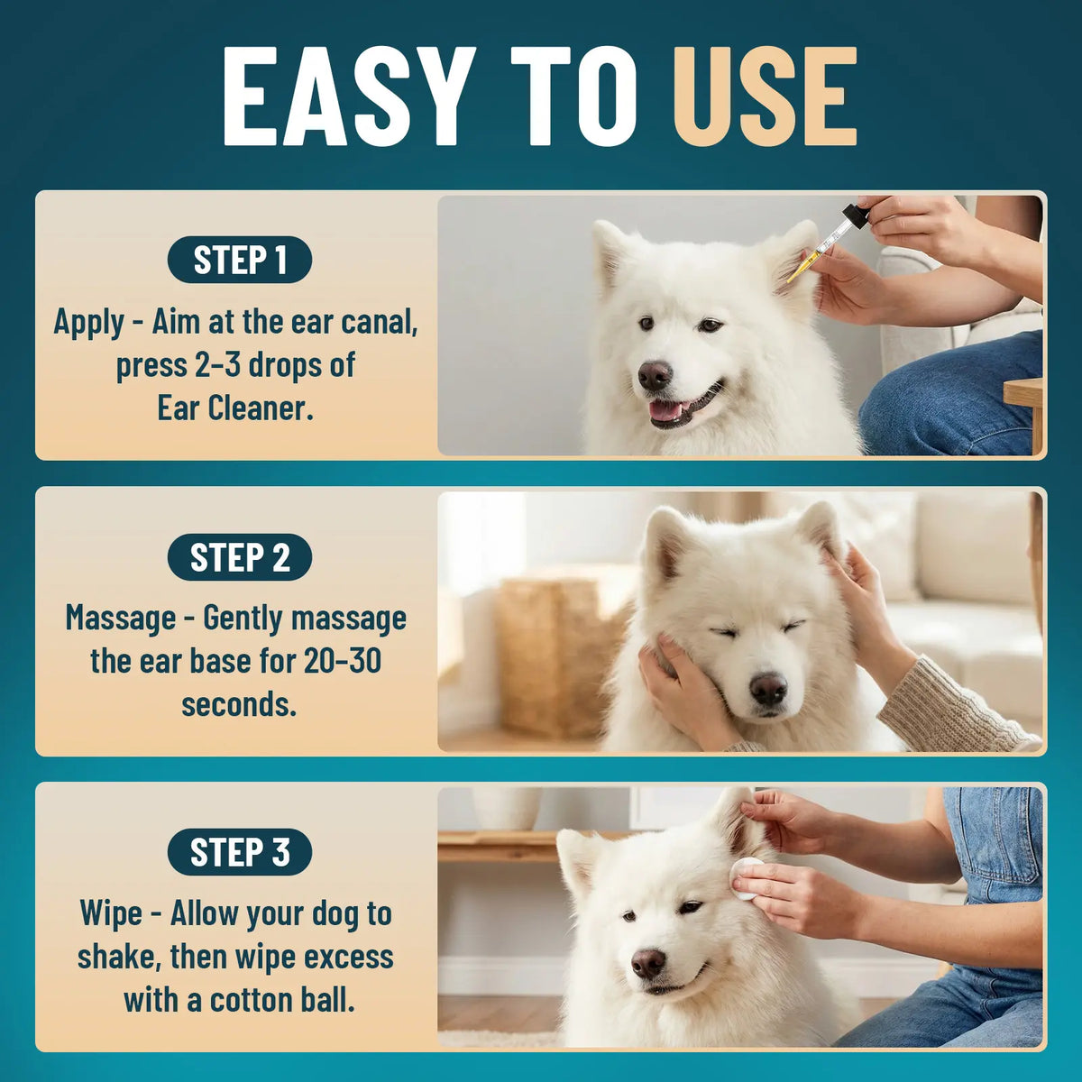VICSOM Alcohol-Free Dog Ear Cleaner Liquid - 60Ml Ozonated Olive Oil & Botanical Blend, Easy to Apply for Wax Removal, Dirt & Debris, Routine Grooming, Freshens Ears