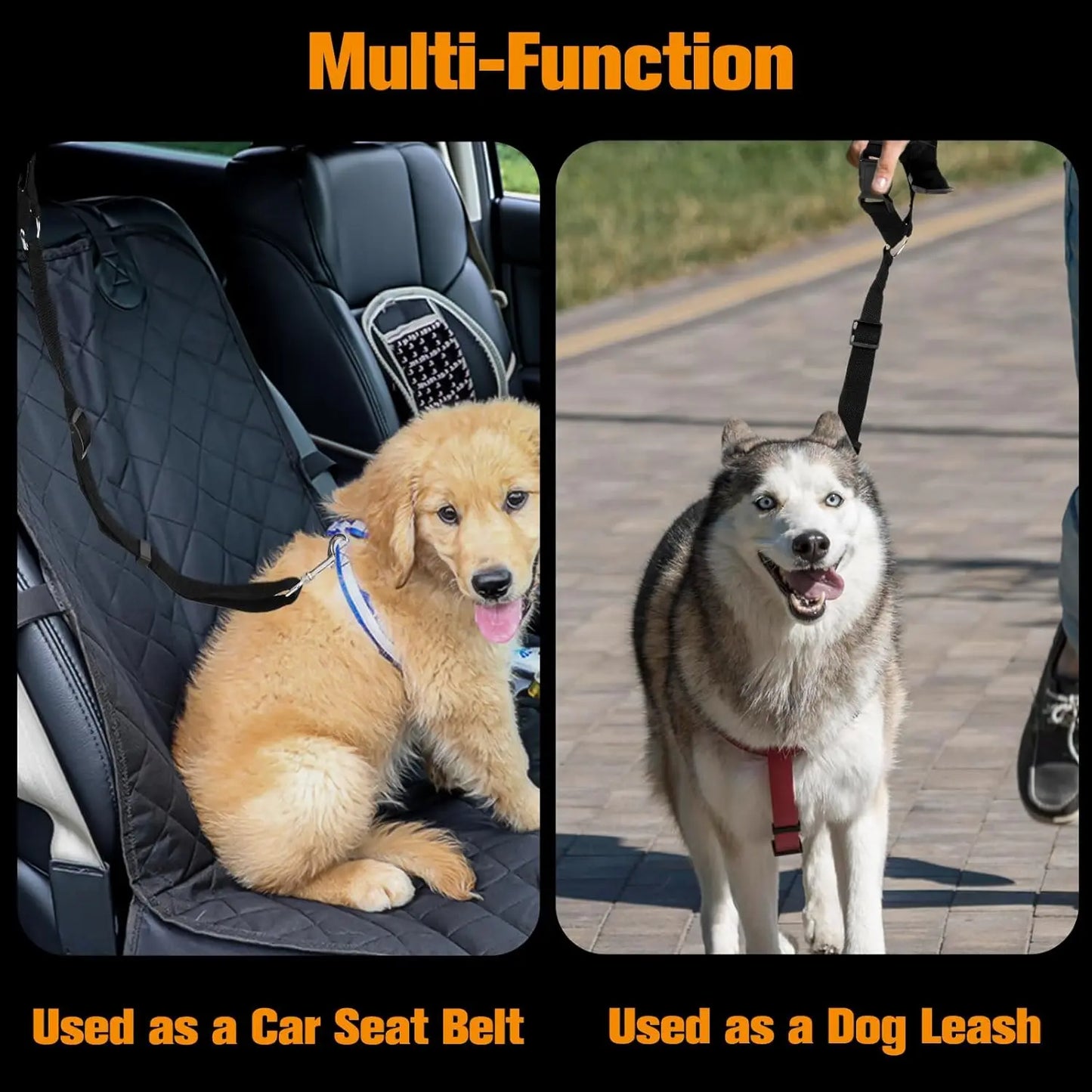 Adjustable Dog Car Harness and Seatbelt Restraint Tether - 2 Pack, Enhanced Safety Accessory for Dogs and Puppies During Vehicle Travel