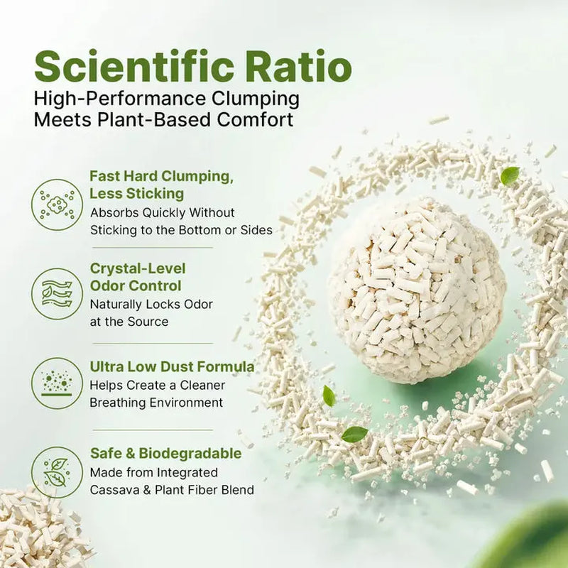 Neakasa Cassava & Tofu Blend Cat Litter | Fast Clumping, 99.9% Dust-Free, Natural Odor Control