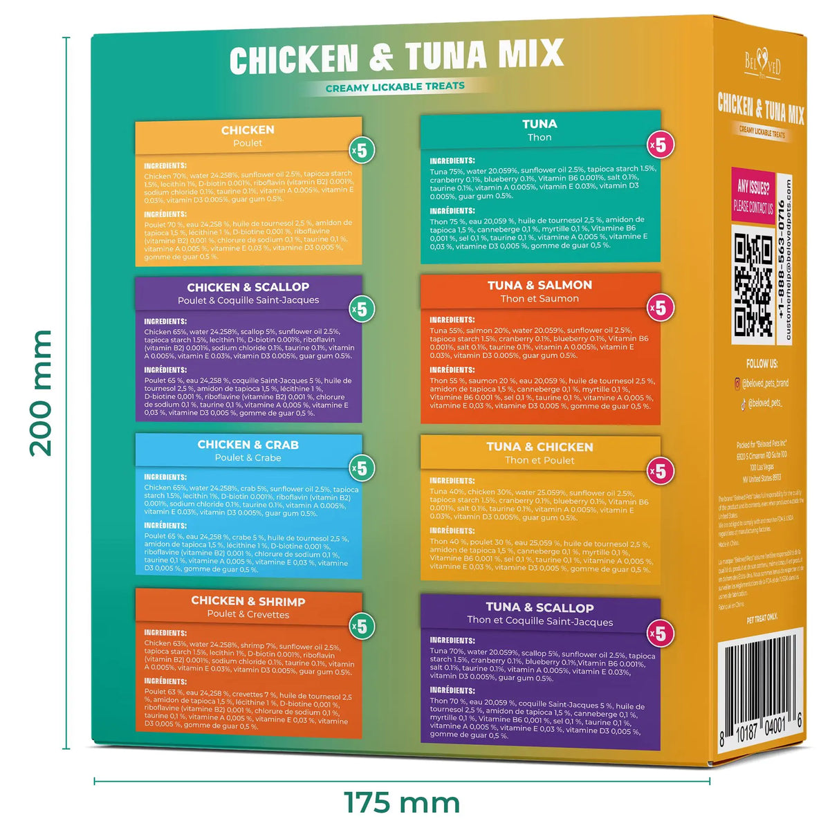 Beloved Pets Creamy Lickable Cat Treats and Wet Food Squeeze Tubes – Liquid Snacks for Kittens, Urinary Health Support, Multivitamin Treats for Cats and Small Dogs, Tuna Mix (40 Sticks)