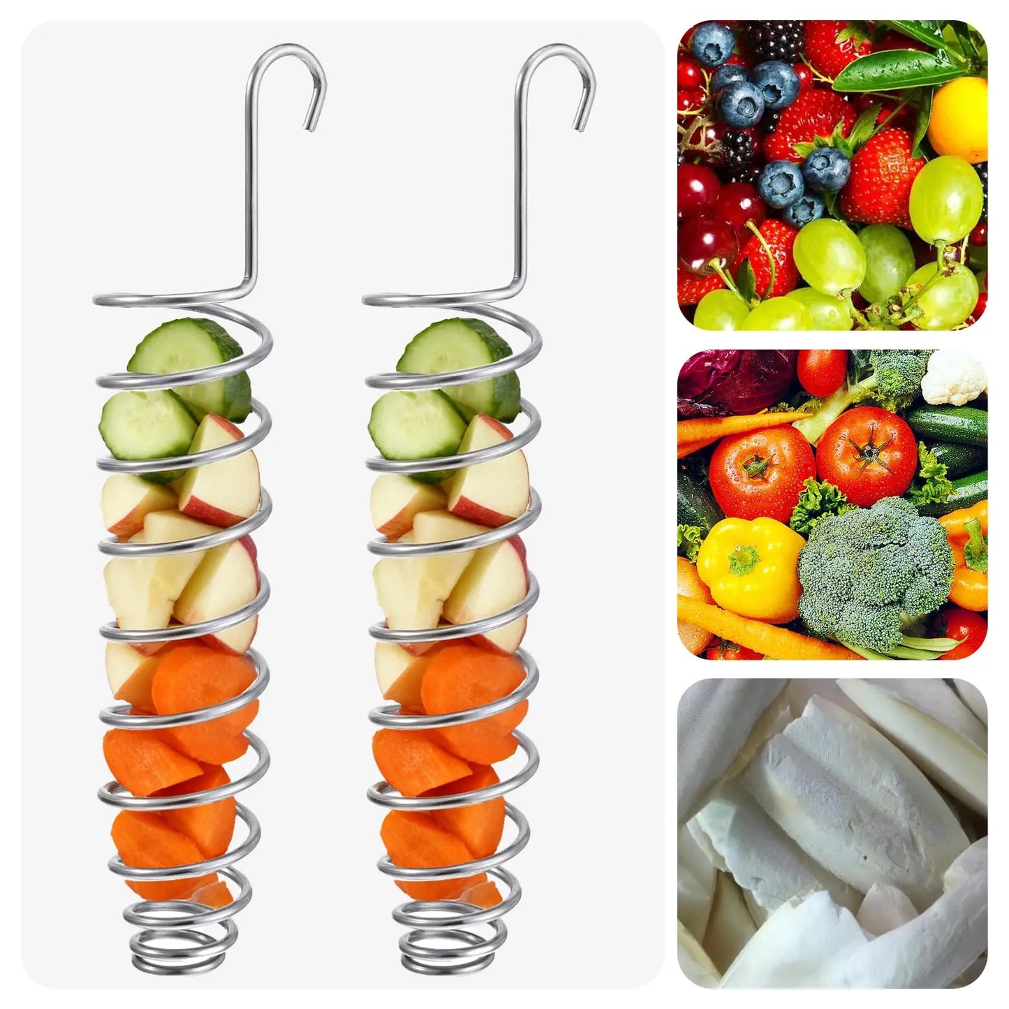2Pcs Stainless Steel Hanging Foraging Baskets, Bird Feeding Tools with Mental Enrichment, Chew Stimulation for Large-Medium Parrots