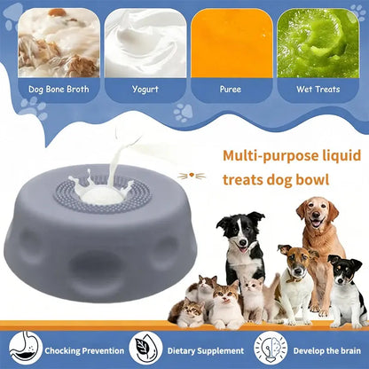 Slow Feeder Dog Lick Bowl with Entertained Ball-In Design, Anti-Slip Feeding Tray for Liquid Treats & Bone Broth, Encourages Drinking, Prevents Choking, Pet Supplies for Puppies