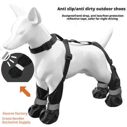 Pet Outdoor Rain Boots, Soft,Non Slip, Waterproof, Dirt Proof,Wear-Resistant Knee Pads,Adjustable Outdoor Walking Boots for Dogs