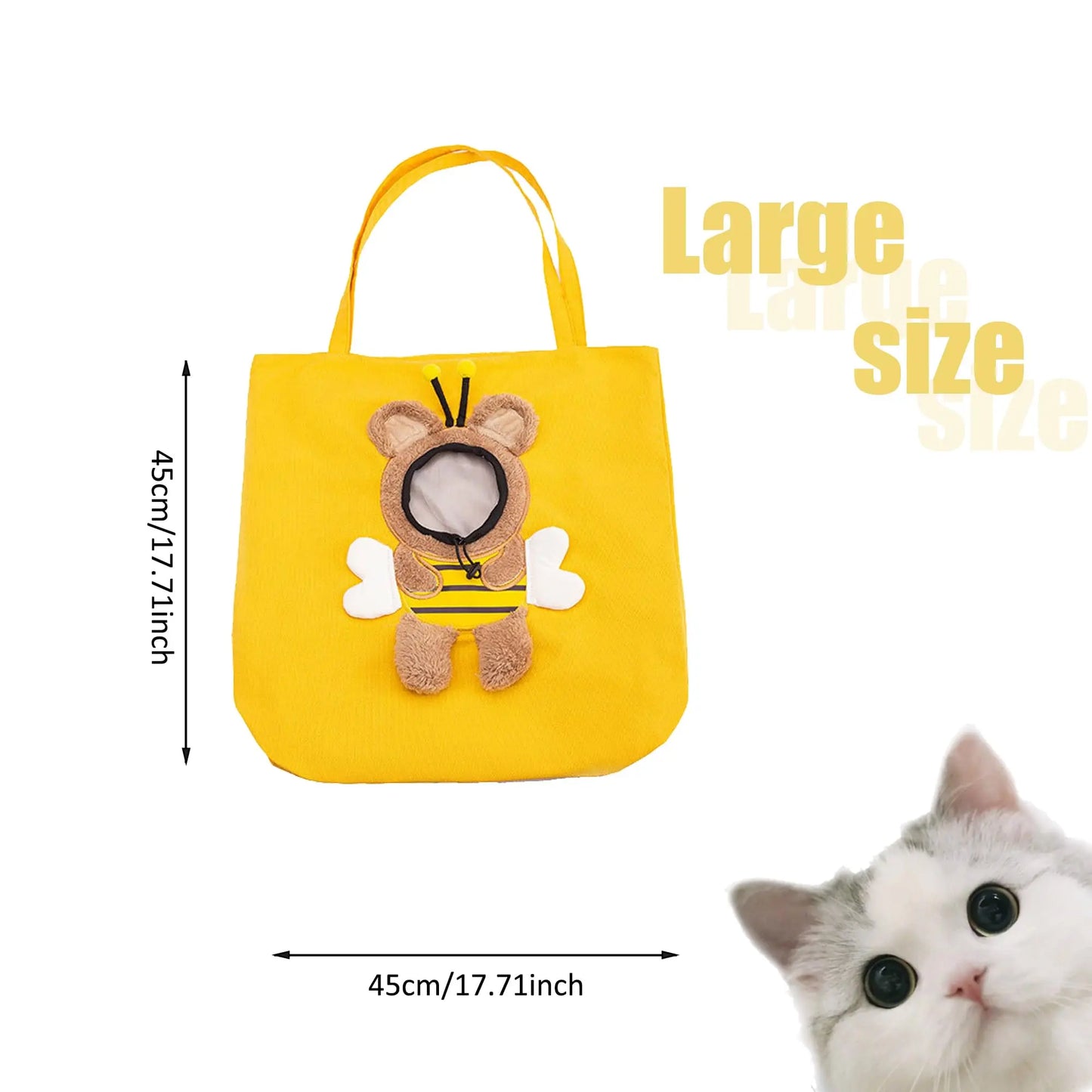 Bee-Shaped Show Head Pet Canvas Shoulder Bag, Pet Out Bag, Outcrop, Pet Out Shoulder Bag
