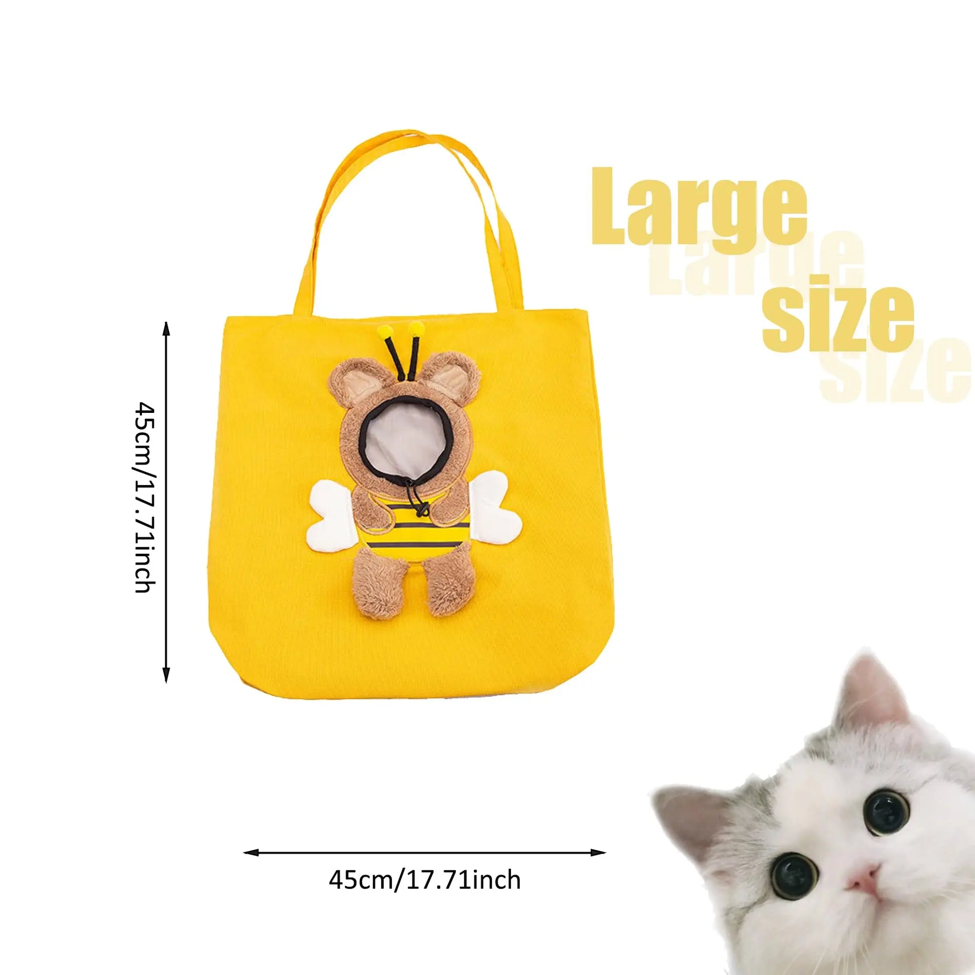 Bee-Shaped Show Head Pet Canvas Shoulder Bag, Pet Out Bag, Outcrop, Pet Out Shoulder Bag