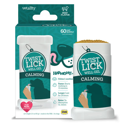Vetality Twist-Lick Well Calming Gel for Dogs, Chamomile & Melatonin Formula, No Drowsiness, Promotes Calm Behavior, Single Item
