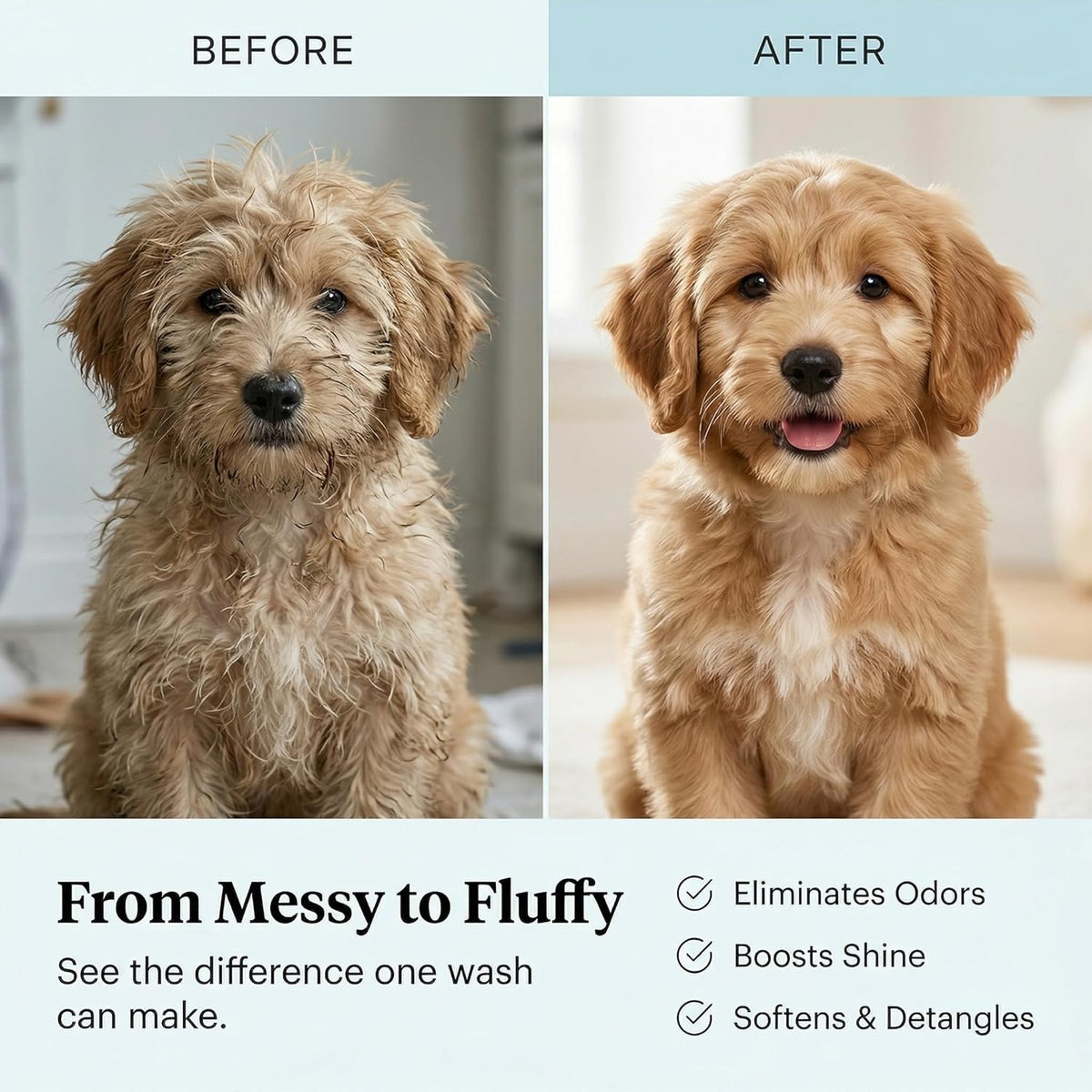 1 Gallon Hypoallergenic Tearless Puppy Shampoo and Conditioner for Itchy Skin Relief - Coconut Oil Oatmeal Formula, Made in the USA