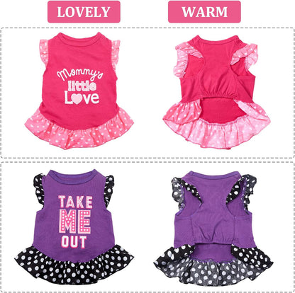 Two-Piece Cute Dog Dresses for Female Pets - Summer Apparel for Dogs and Cats (Love and Me, Medium)