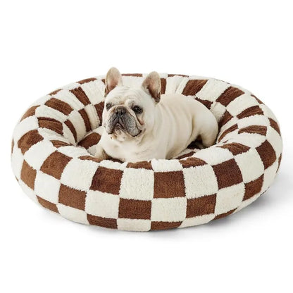 Warm Donut Bed - Cozy Fluffy Calming Bed for Small/Medium/Large Dogs & Cats, Soft Plush round Pet Bed for Winter Comfort, Washable, Anti-Slip Bottom, Camas Para Perros, Pet Supplies Bedding