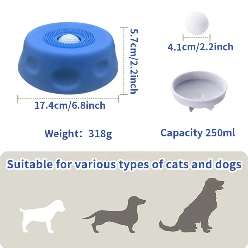 Slow Feeder Dog Lick Bowl with Entertained Ball-In Design, Anti-Slip Feeding Tray for Liquid Treats & Bone Broth, Encourages Drinking, Prevents Choking, Pet Supplies for Puppies