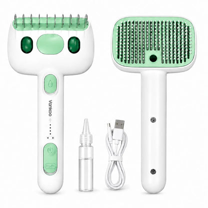 4-In-1 Pet Steam Grooming Brush for Dogs & Cats, De-Shedding & Detangling Comb, Mist Spray Dog Cat Brush, One-Click Hair Release for Long & Thick Fur
