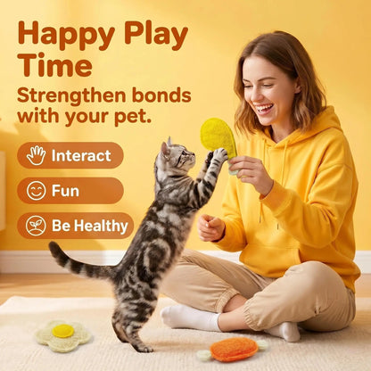 3-Pack Natural Loofah Food Shapes Pet Chew Toys (Chicken Leg, Drumstick, Egg) - Catnip & Silvervine, Antibacterial Molar Cleaning, Anxiety Relief, Chew Scratcher, Non-Toxic Biodegradable, Universal Fit for Cats & Dogs