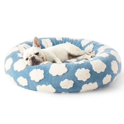 Warm Donut Bed - Cozy Fluffy Calming Bed for Small/Medium/Large Dogs & Cats, Soft Plush round Pet Bed for Winter Comfort, Washable, Anti-Slip Bottom, Camas Para Perros, Pet Supplies Bedding