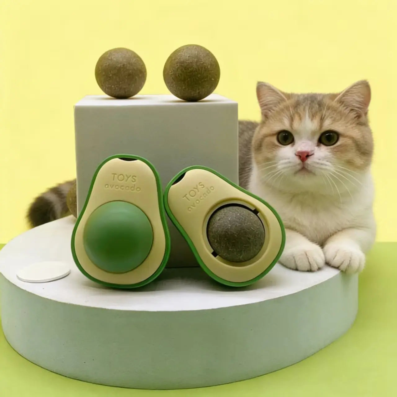 Wall-Mounted Catnip Chew Toy - 360° Spinning Ball for Indoor Cats, Calming Dental Care & Interactive Play