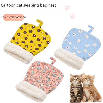 Soft Cuddly Cat Sleeping Bag Fluffy Feel Thickened Pet Pocket Quilt Bed Warm Nest for Kitten Puppy Comfortable Warmth